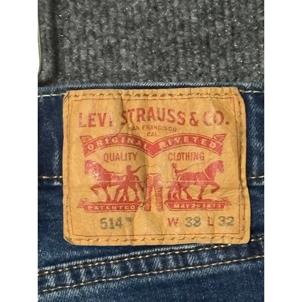 Levi's 514 Jeans Men's 38x32 Straight Fit Blue Denim Medium Wash